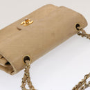 CHANEL Matelasse Chain Shoulder Bag Lamb Skin Beige CC Auth 70454A-6