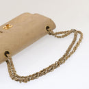 CHANEL Matelasse Chain Shoulder Bag Lamb Skin Beige CC Auth 70454A-7