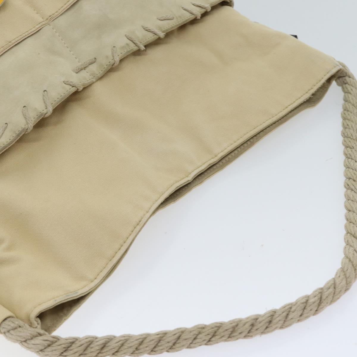 CHANEL Shoulder Bag Canvas Beige CC Auth 70461