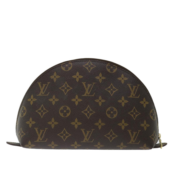 LOUIS VUITTON Monogram Trousse Demi Ronde Cosmetic Pouch M47520 LV Auth 70486