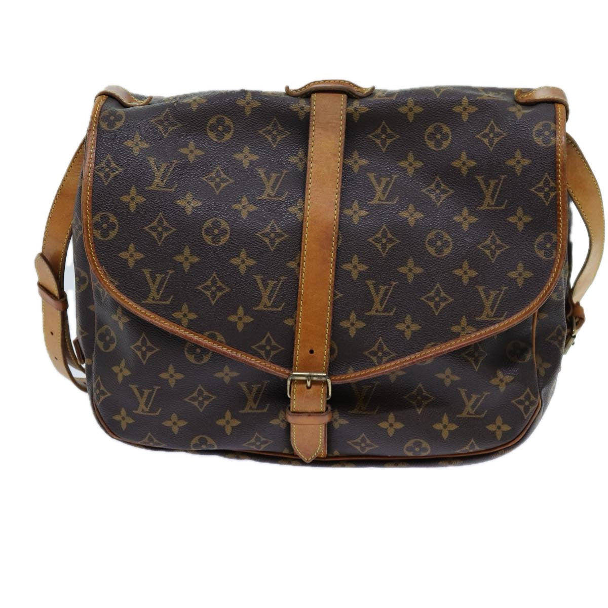 LOUIS VUITTON Monogram Saumur 35 Shoulder Bag M42254 LV Auth 70520