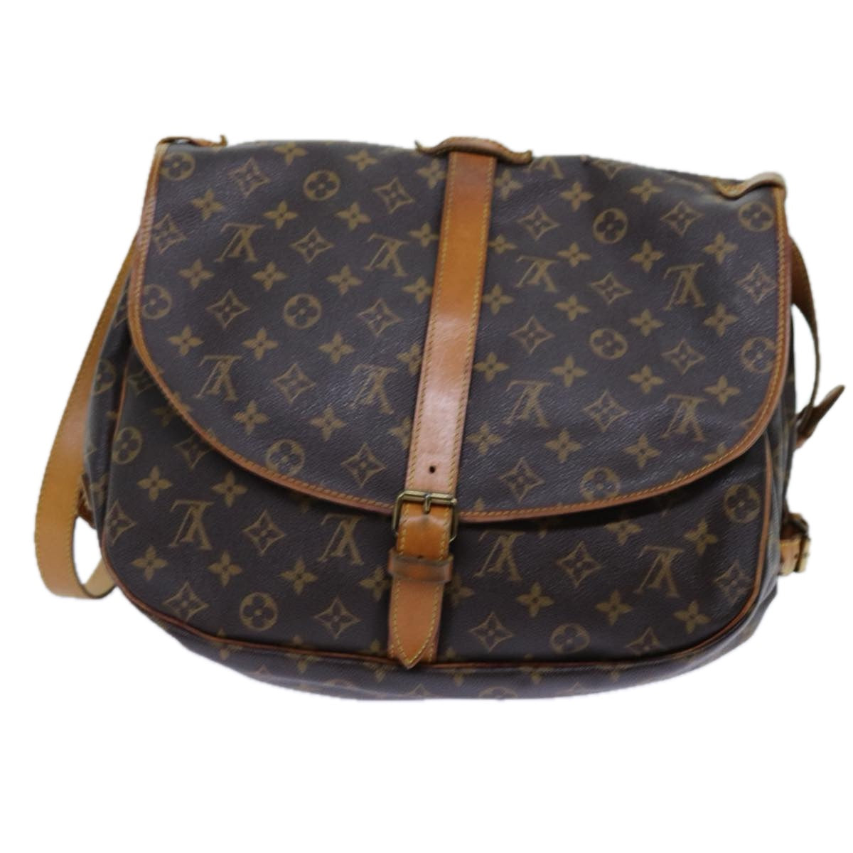 LOUIS VUITTON Monogram Saumur 35 Shoulder Bag M42254 LV Auth 70520