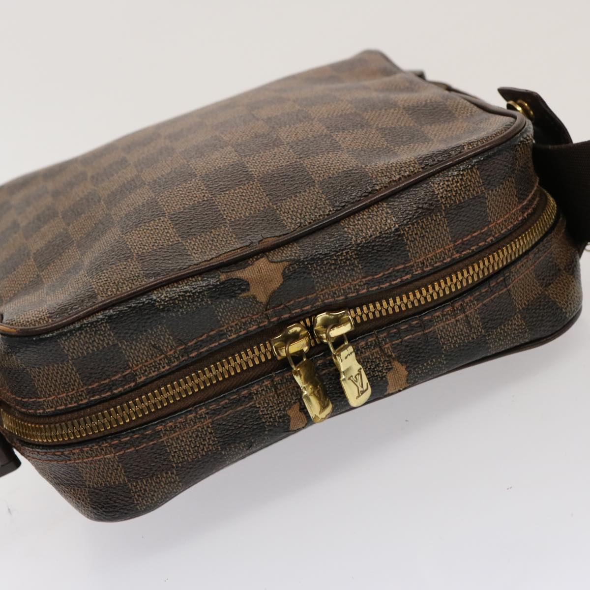 LOUIS VUITTON Damier Ebene Olaf PM Shoulder Bag N41442 LV Auth 70521