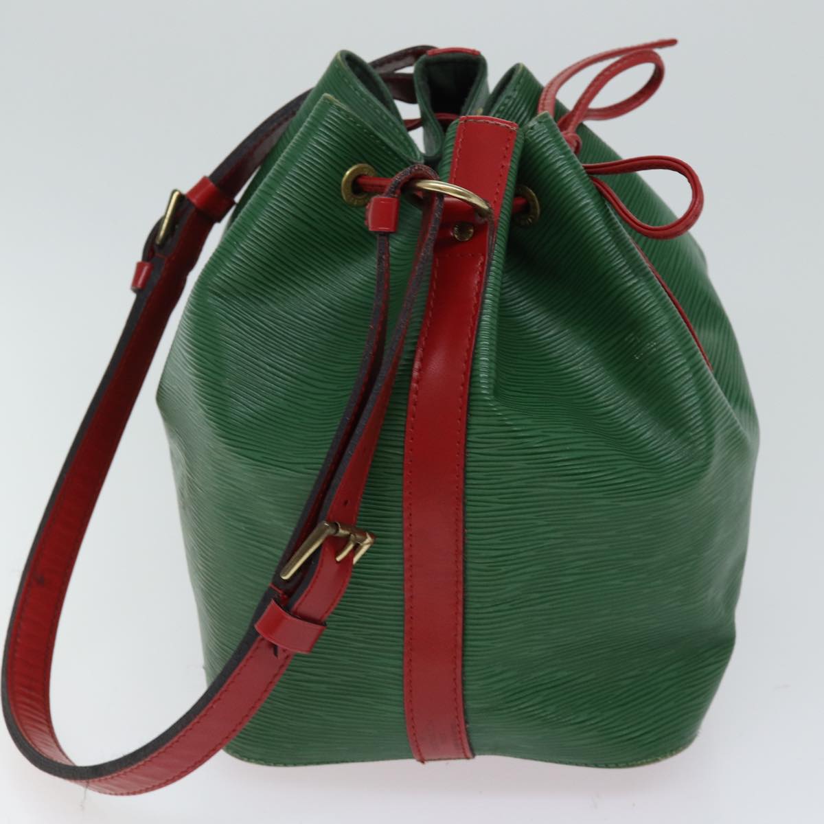 LOUIS VUITTON Epi Petit Noe Shoulder Bag Bicolor Green Red M44147 LV Auth 70552