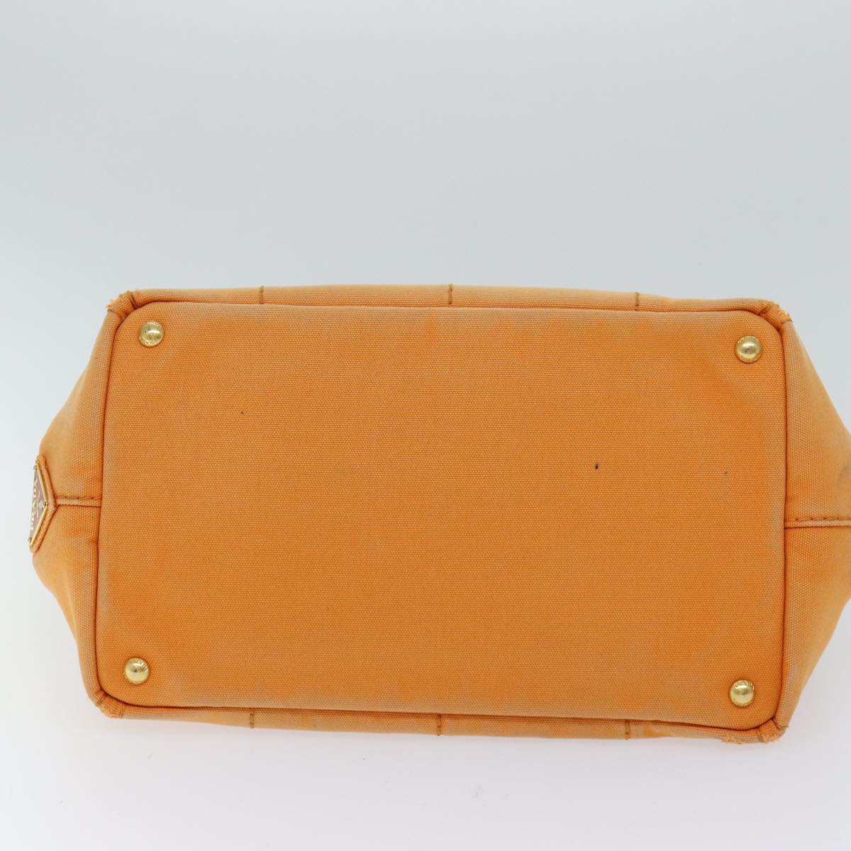 PRADA Canapa MM Hand Bag Canvas Orange Auth 70580