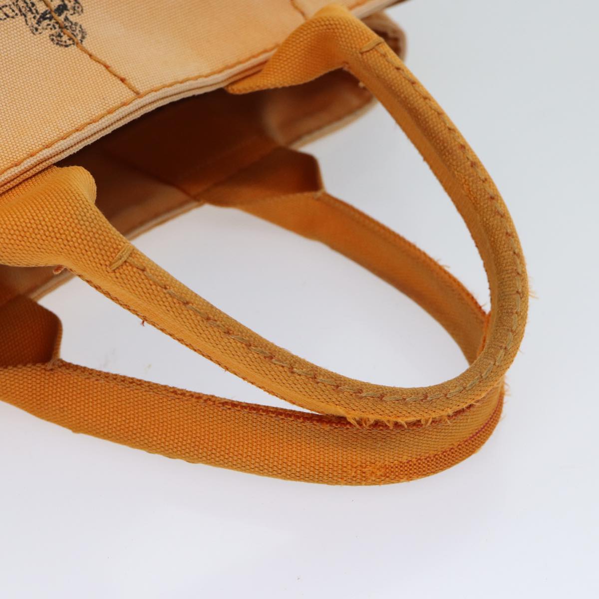 PRADA Canapa MM Hand Bag Canvas Orange Auth 70580