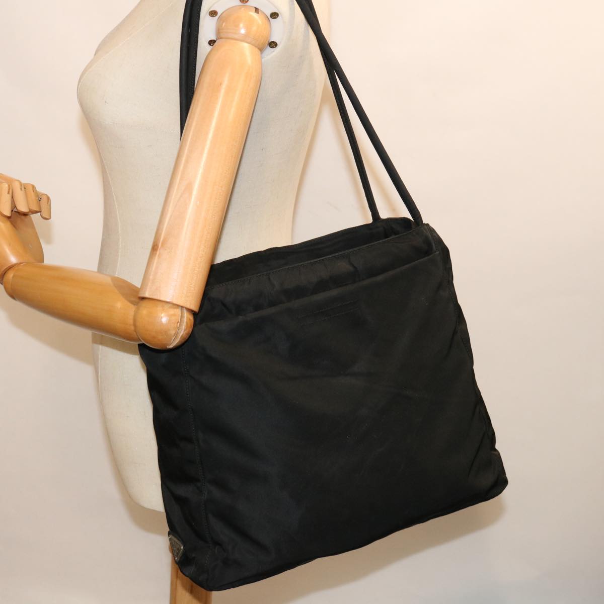 PRADA Hand Bag Nylon Black Auth 70590
