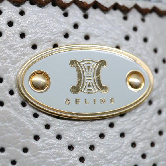 CELINE Hand Bag Leather Gray Auth 70597