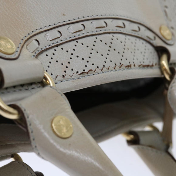 CELINE Hand Bag Leather Gray Auth 70597