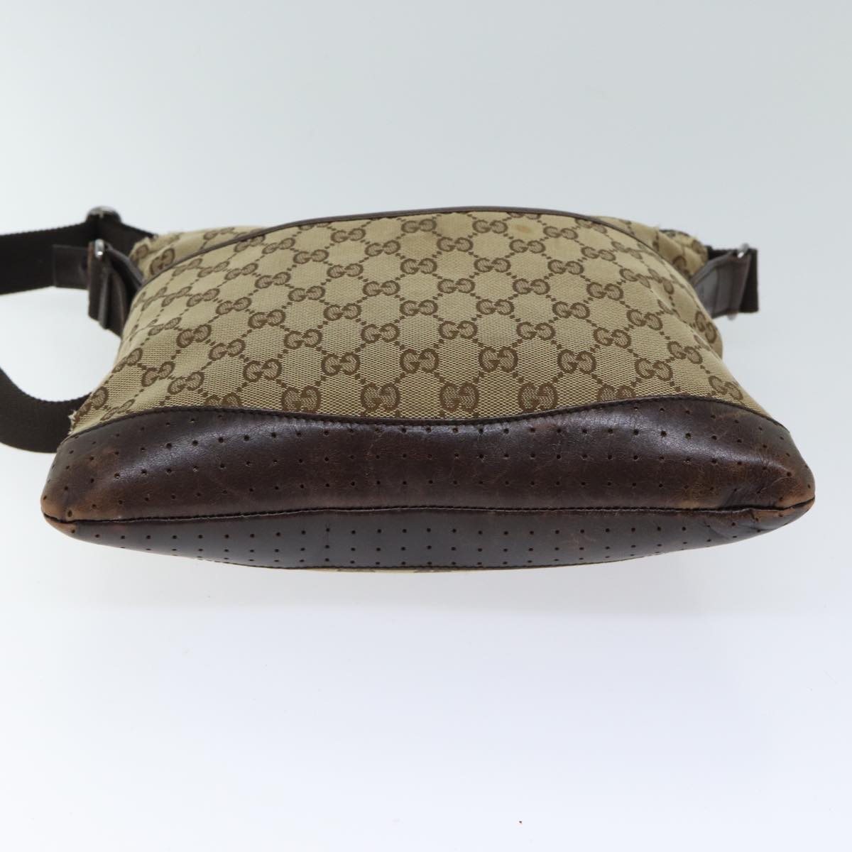 GUCCI GG Canvas Shoulder Bag Beige 145857 Auth 70601