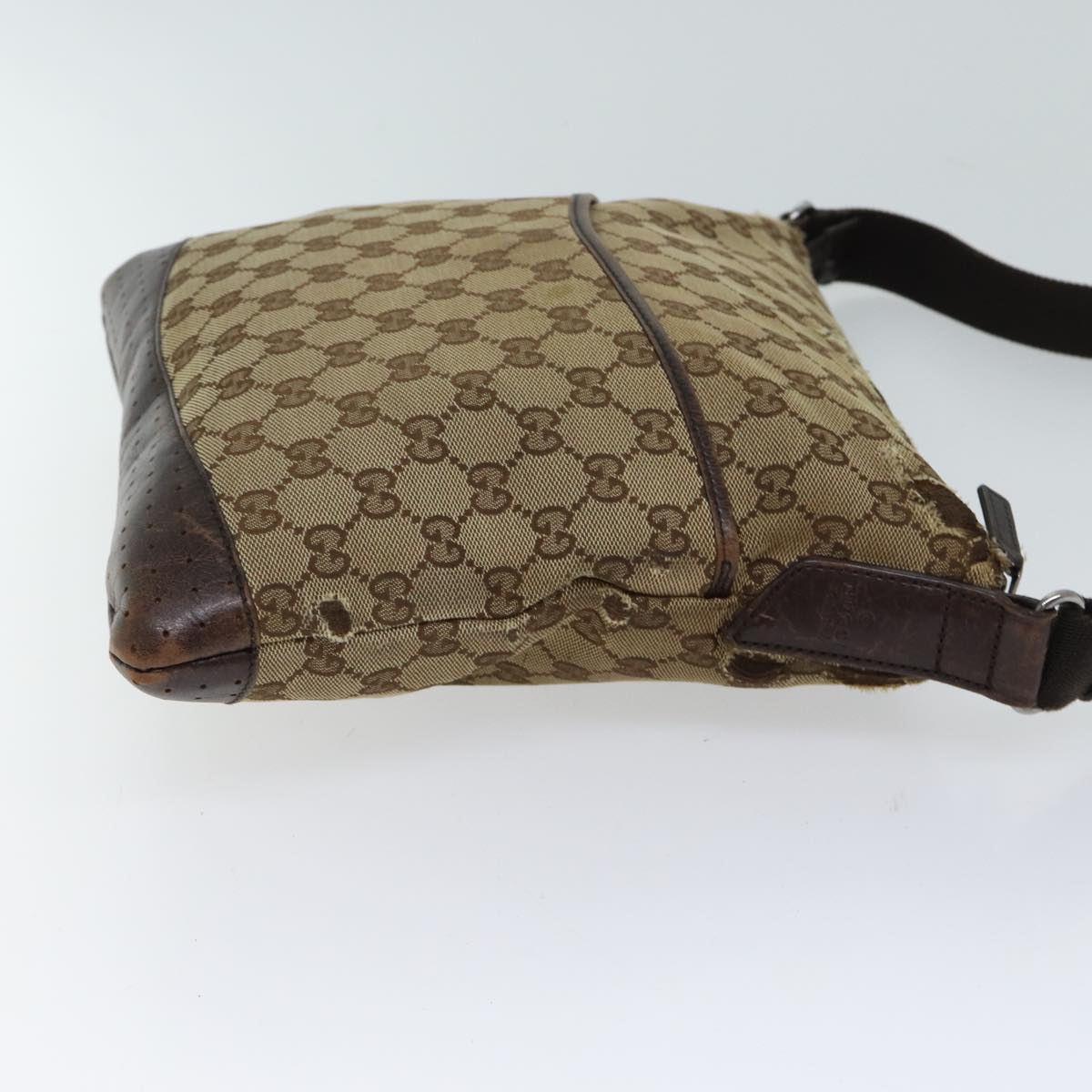 GUCCI GG Canvas Shoulder Bag Beige 145857 Auth 70601