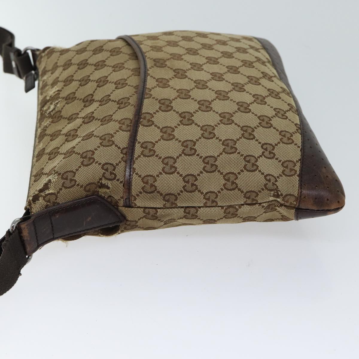 GUCCI GG Canvas Shoulder Bag Beige 145857 Auth 70601