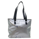 CELINE Macadam Canvas Tote Bag Enamel Silver Black Auth 70632-1