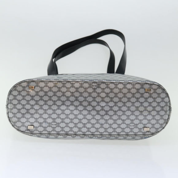 CELINE Macadam Canvas Tote Bag Enamel Silver Black Auth 70632