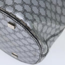 CELINE Macadam Canvas Tote Bag Enamel Silver Black Auth 70632-15
