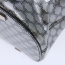 CELINE Macadam Canvas Tote Bag Enamel Silver Black Auth 70632-17