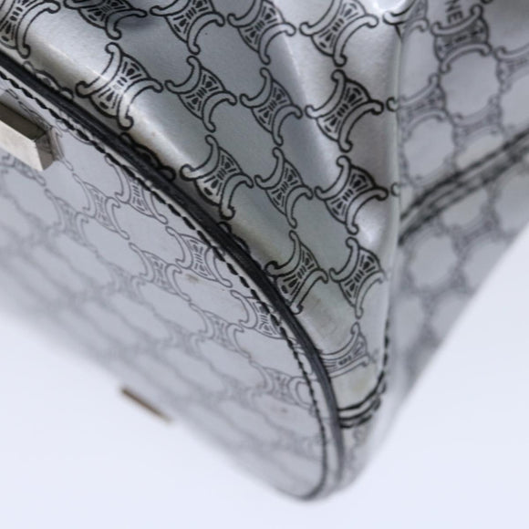 CELINE Macadam Canvas Tote Bag Enamel Silver Black Auth 70632