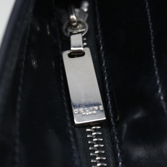 CELINE Macadam Canvas Tote Bag Enamel Silver Black Auth 70632