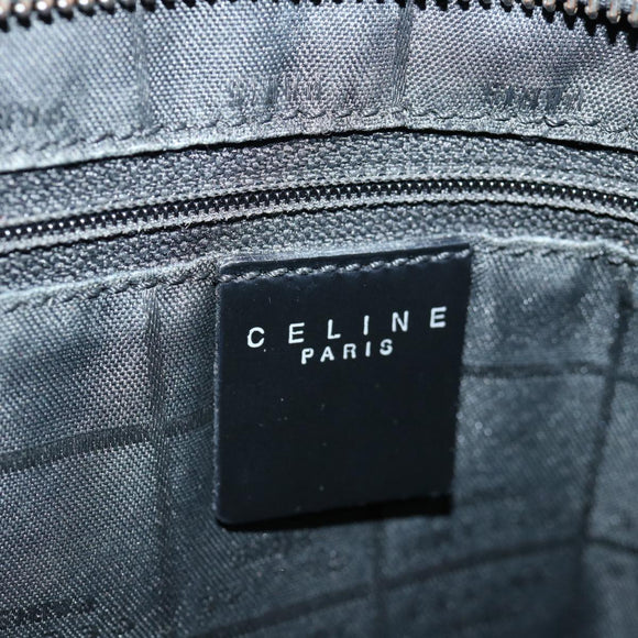 CELINE Macadam Canvas Tote Bag Enamel Silver Black Auth 70632
