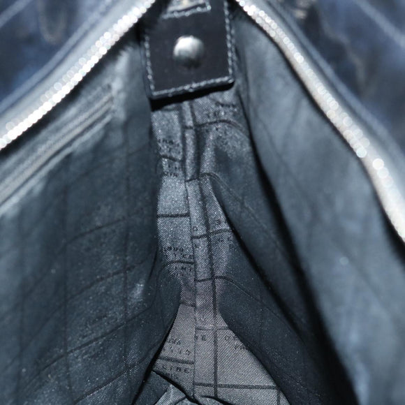 CELINE Macadam Canvas Tote Bag Enamel Silver Black Auth 70632