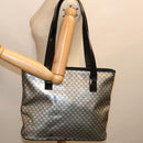 CELINE Macadam Canvas Tote Bag Enamel Silver Black Auth 70632-23