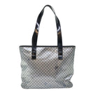 CELINE Macadam Canvas Tote Bag Enamel Silver Black Auth 70632-2