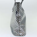 CELINE Macadam Canvas Tote Bag Enamel Silver Black Auth 70632-4