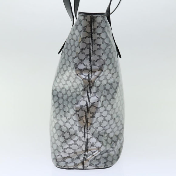 CELINE Macadam Canvas Tote Bag Enamel Silver Black Auth 70632