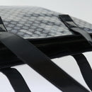 CELINE Macadam Canvas Tote Bag Enamel Silver Black Auth 70632-7