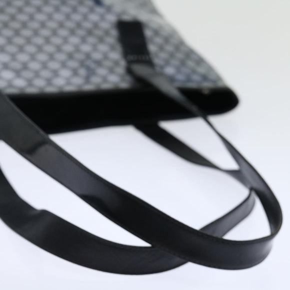 CELINE Macadam Canvas Tote Bag Enamel Silver Black Auth 70632