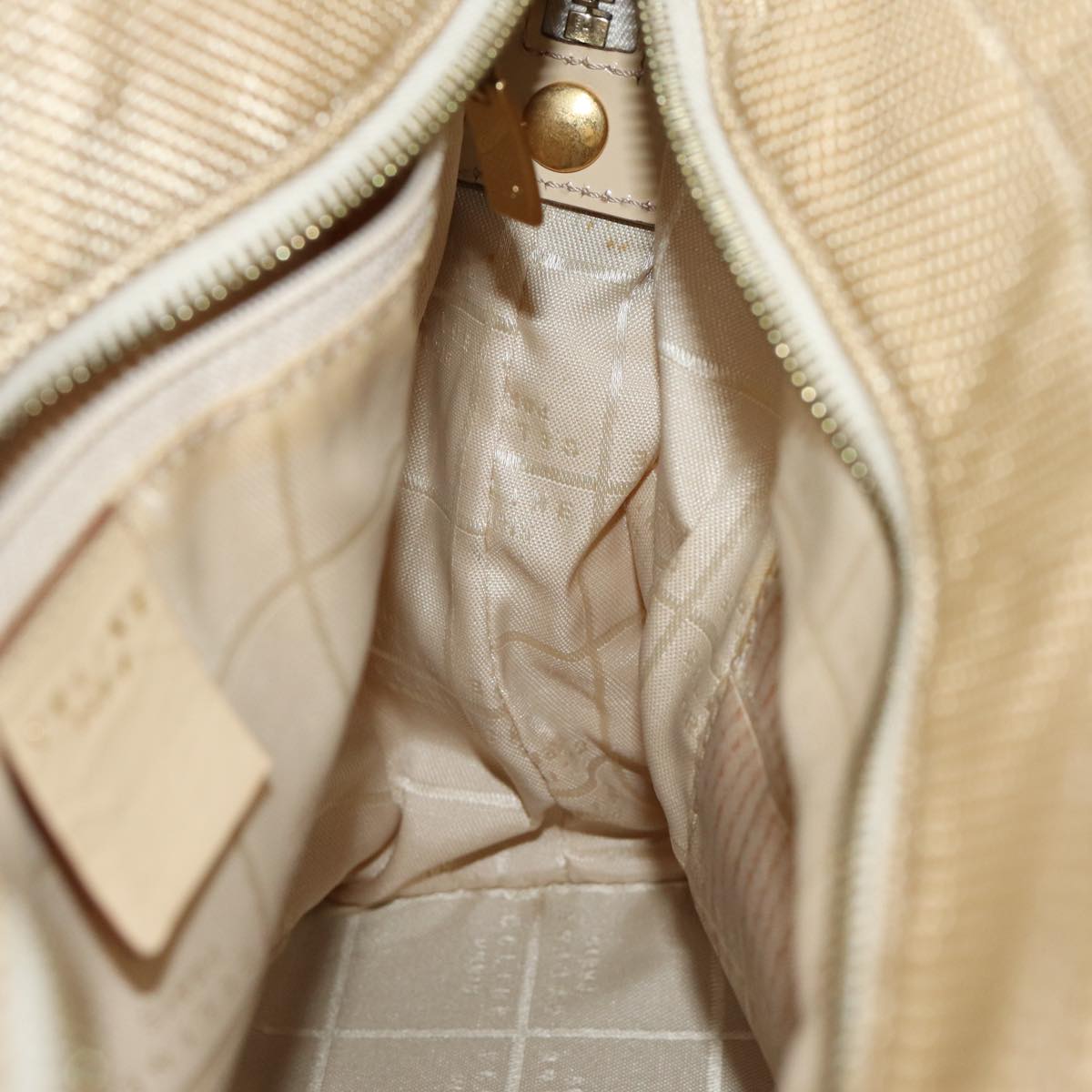 CELINE Shoulder Bag Canvas Beige Auth 70633