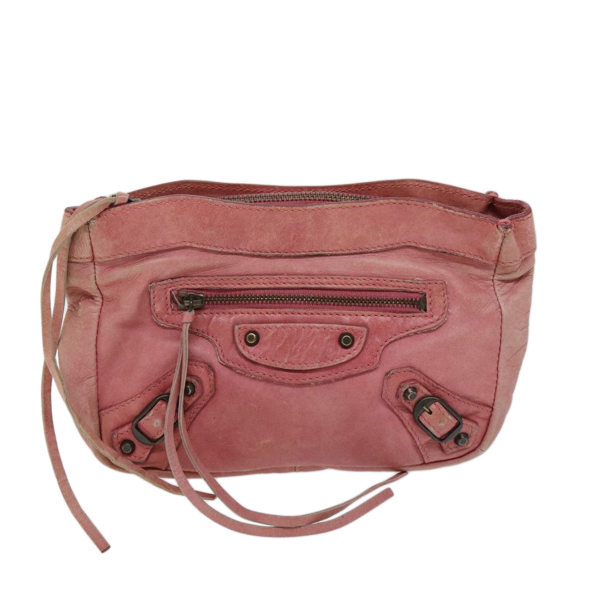 BALENCIAGA Pouch Leather Pink 110481 Auth 70642