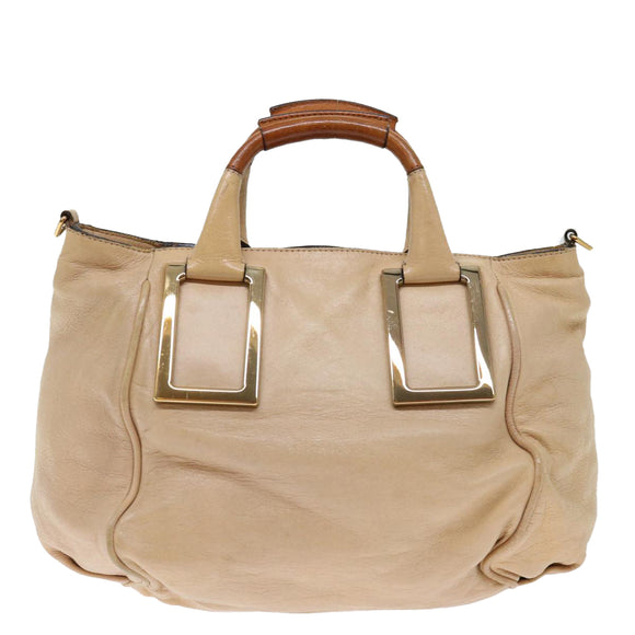 Chloe Etel Hand Bag Leather 2way Beige Auth 70646