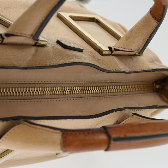 Chloe Etel Hand Bag Leather 2way Beige Auth 70646