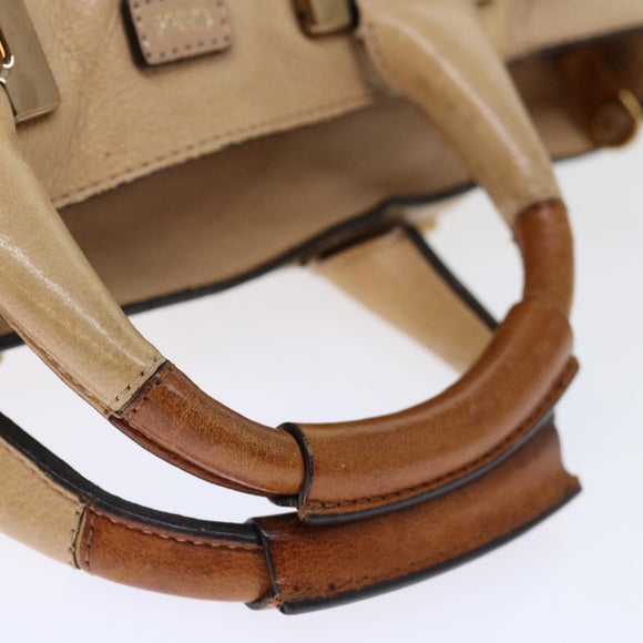 Chloe Etel Hand Bag Leather 2way Beige Auth 70646