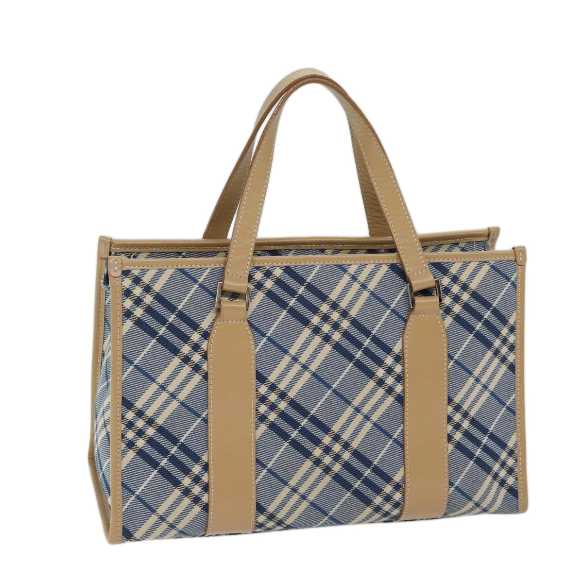 BURBERRY Nova Check Blue Label Hand Bag Canvas Blue Auth 70647