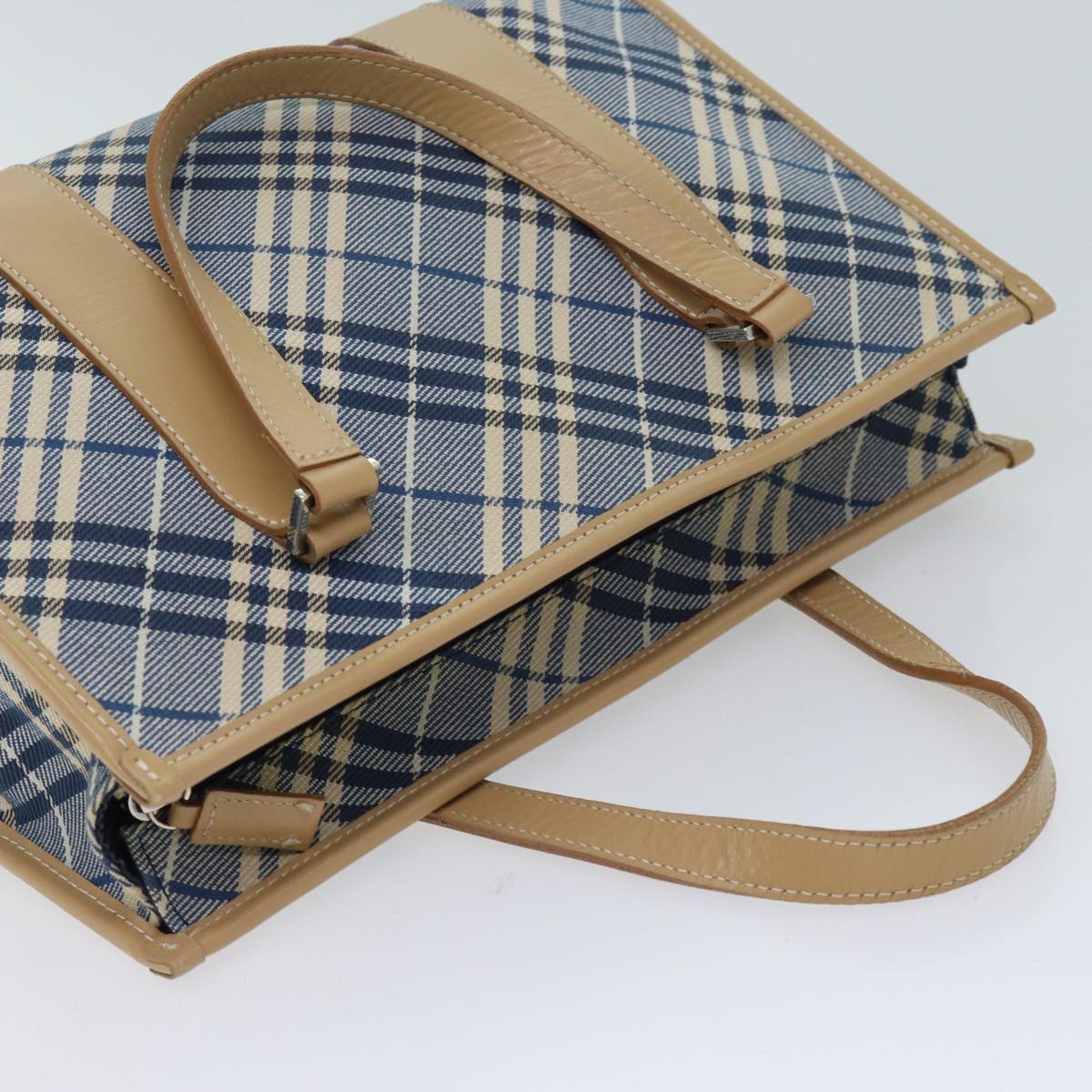 BURBERRY Nova Check Blue Label Hand Bag Canvas Blue Auth 70647