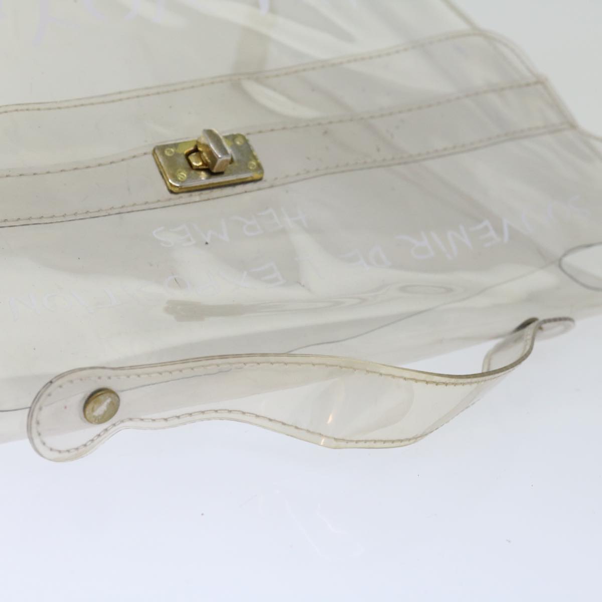 HERMES Vinyl Kelly Hand Bag Vinyl Clear Auth 70651