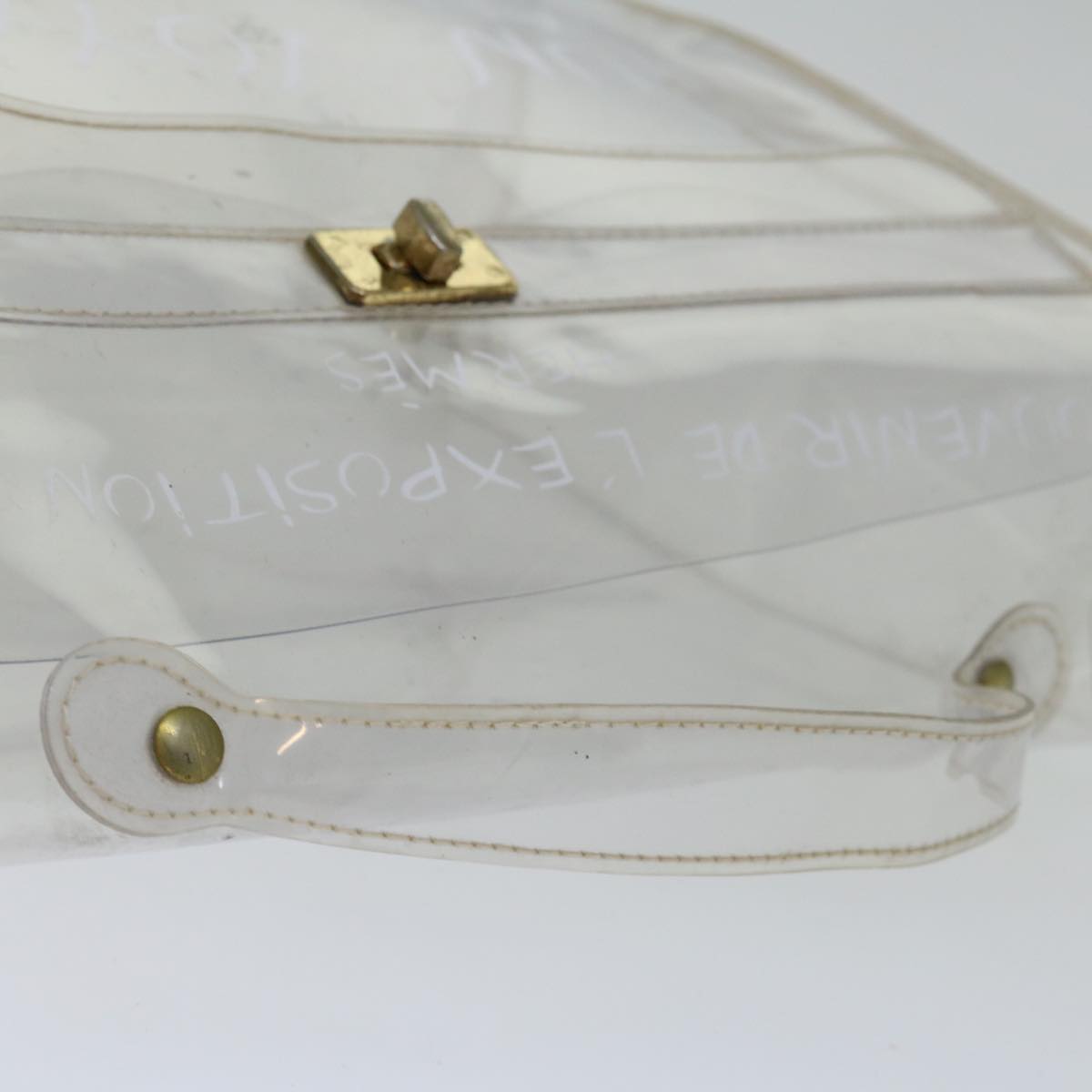 HERMES Vinyl Kelly Hand Bag Vinyl Clear Auth 70652