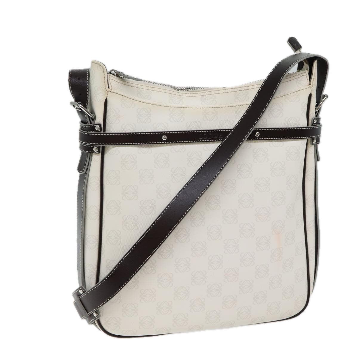 LOEWE Anagram Shoulder Bag PVC White Auth 70655