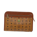 MCM Vicetos Logogram Clutch Bag PVC Leather White Auth 70659-13