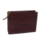 CARTIER Clutch Bag Leather Bordeaux Auth 70664-1