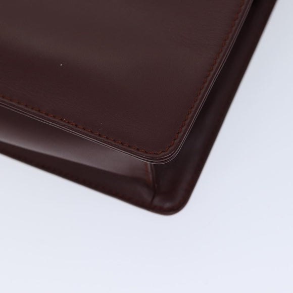 CARTIER Clutch Bag Leather Bordeaux Auth 70664