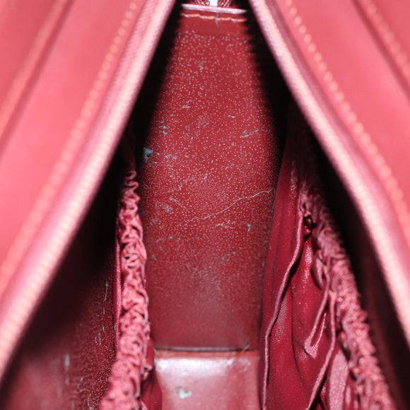 CARTIER Clutch Bag Leather Bordeaux Auth 70664