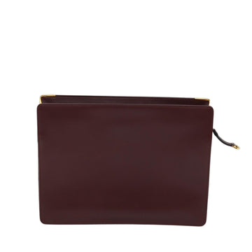CARTIER Clutch Bag Leather Bordeaux Auth 70664 - 0