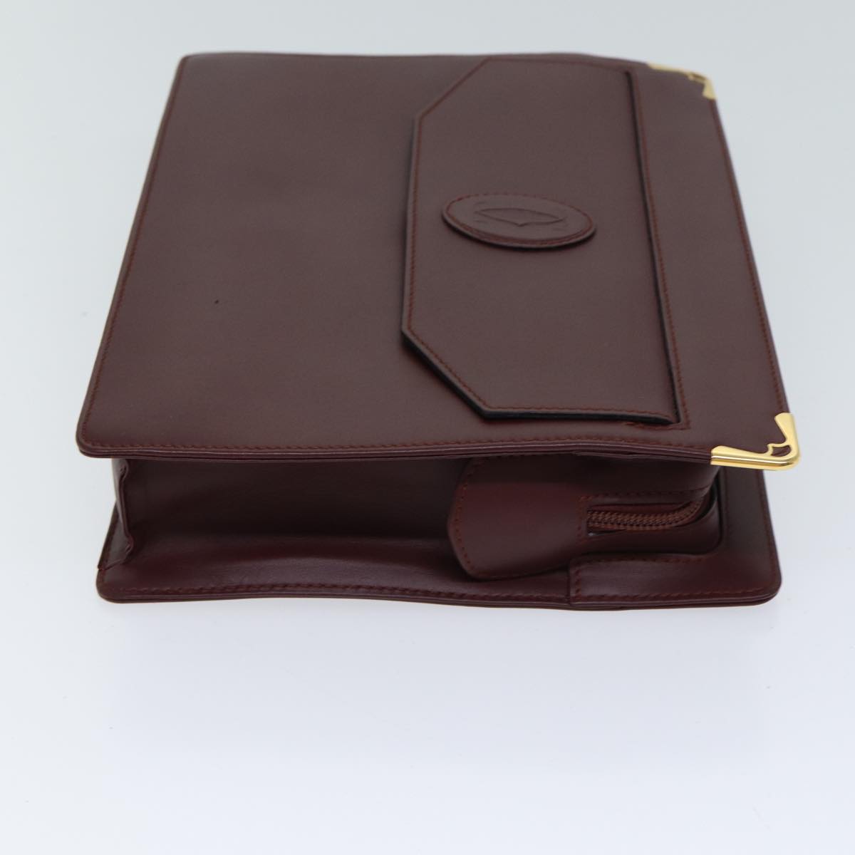 CARTIER Clutch Bag Leather Bordeaux Auth 70664