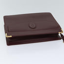 CARTIER Clutch Bag Leather Bordeaux Auth 70664-5