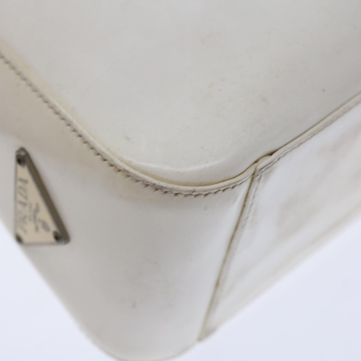 PRADA Shoulder Bag Patent leather White Auth 70671