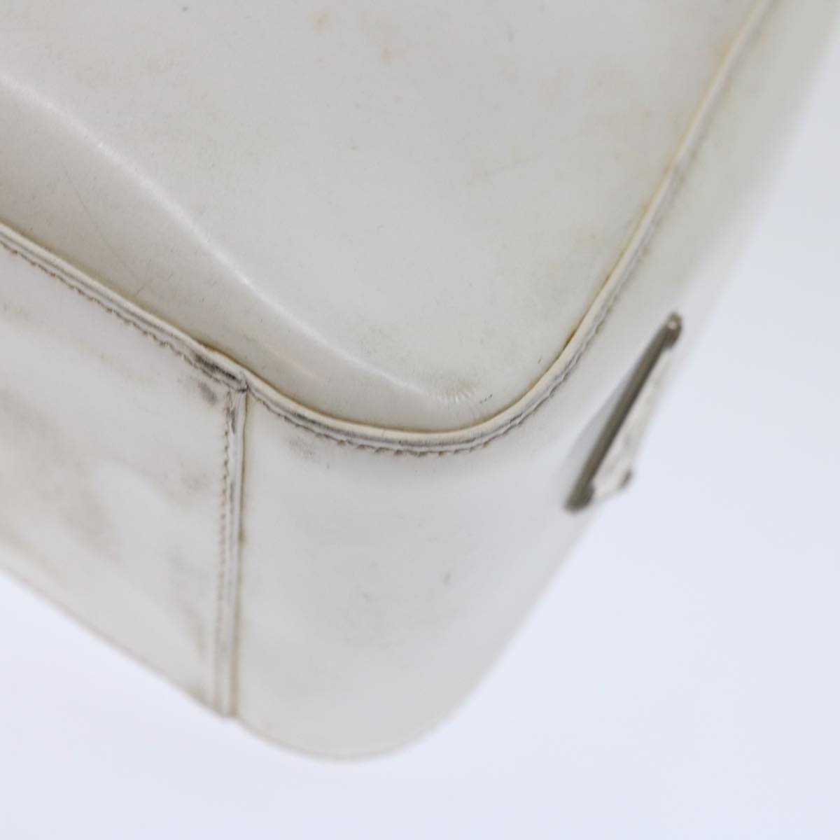 PRADA Shoulder Bag Patent leather White Auth 70671