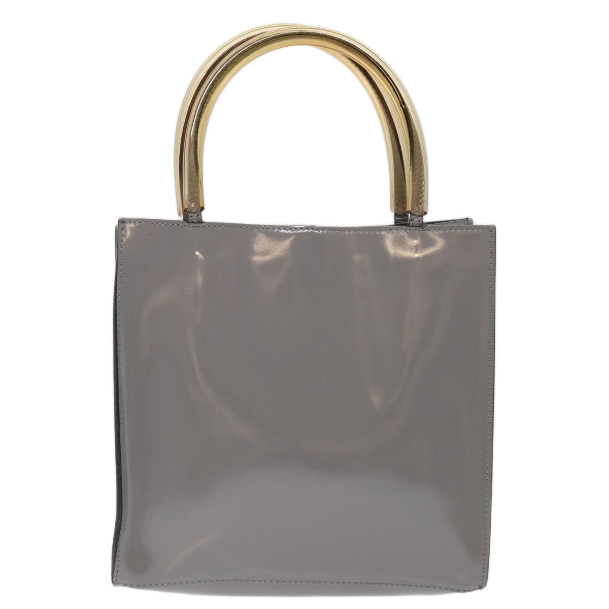 Salvatore Ferragamo Hand Bag Patent leather Gray Auth 70674 - 0